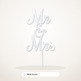 Mr & Mrs cake topper in White Acrylic