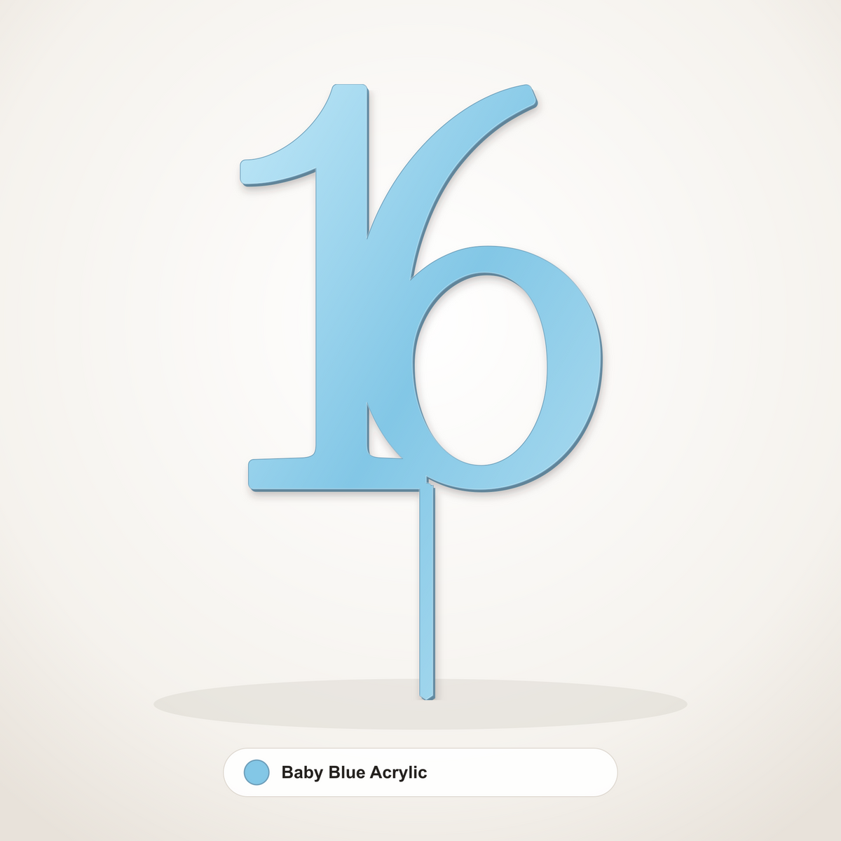16 cake topper in Baby Blue Acrylic