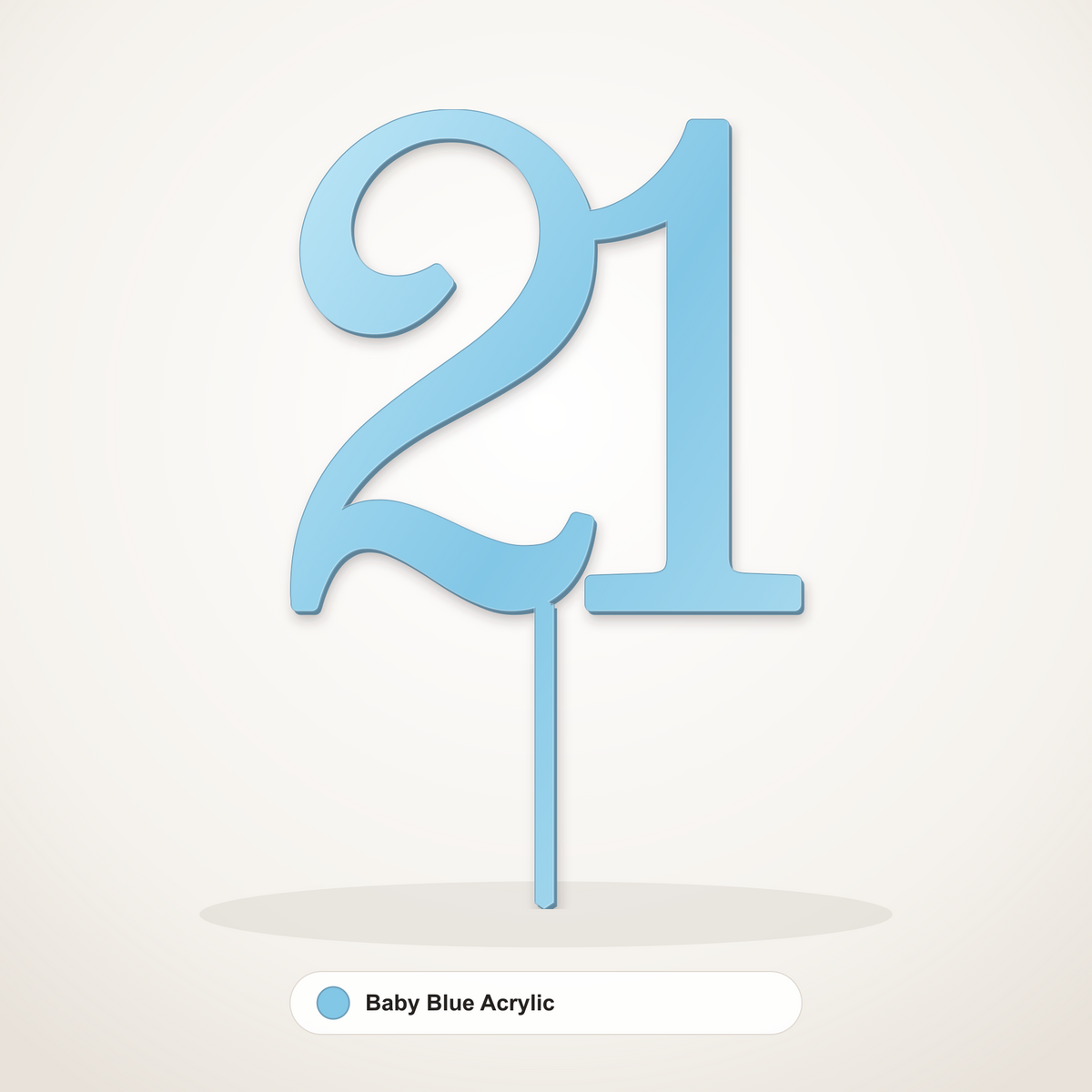 21 cake topper in Baby Blue Acrylic