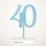 40 cake topper in Baby Blue Acrylic