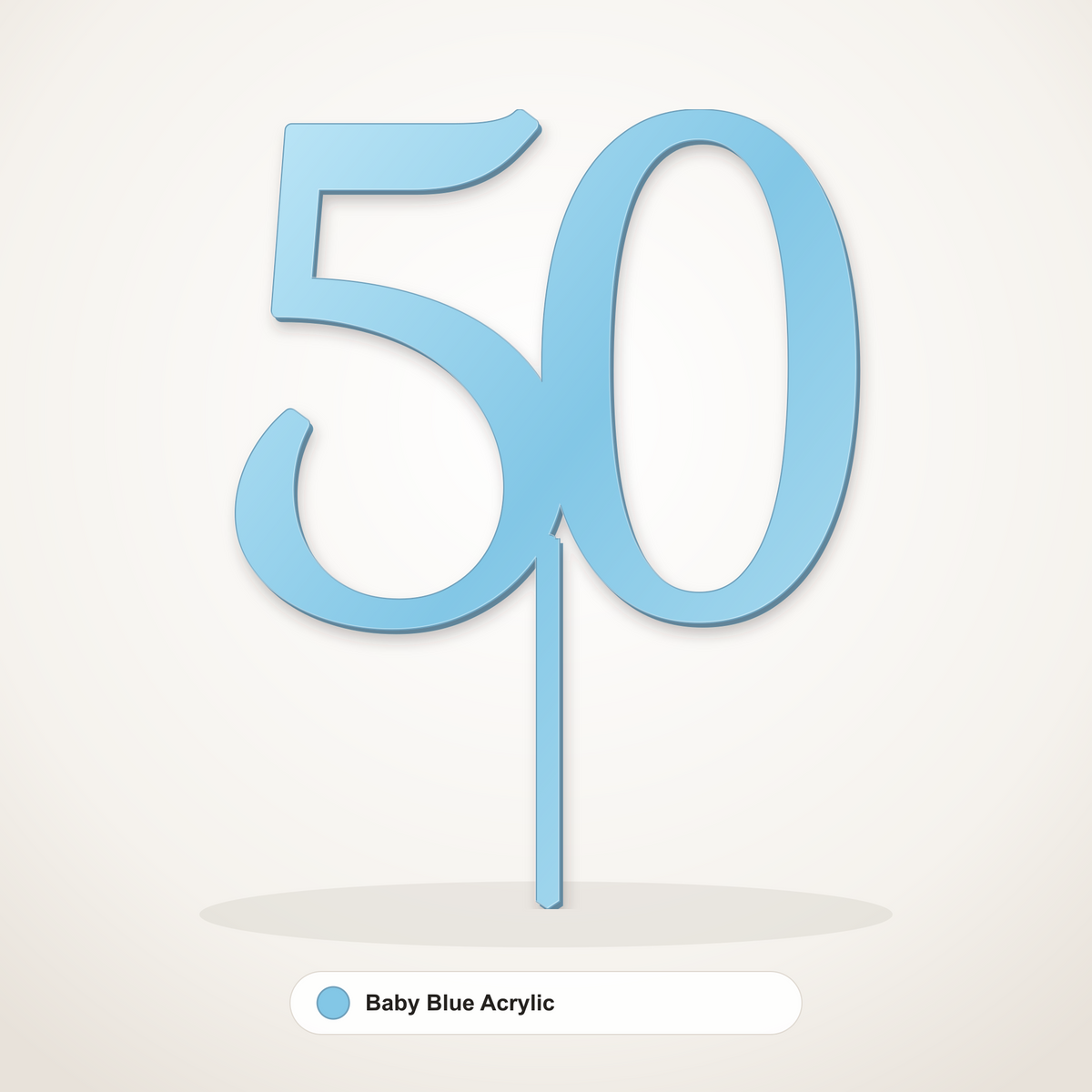 50 cake topper in Baby Blue Acrylic