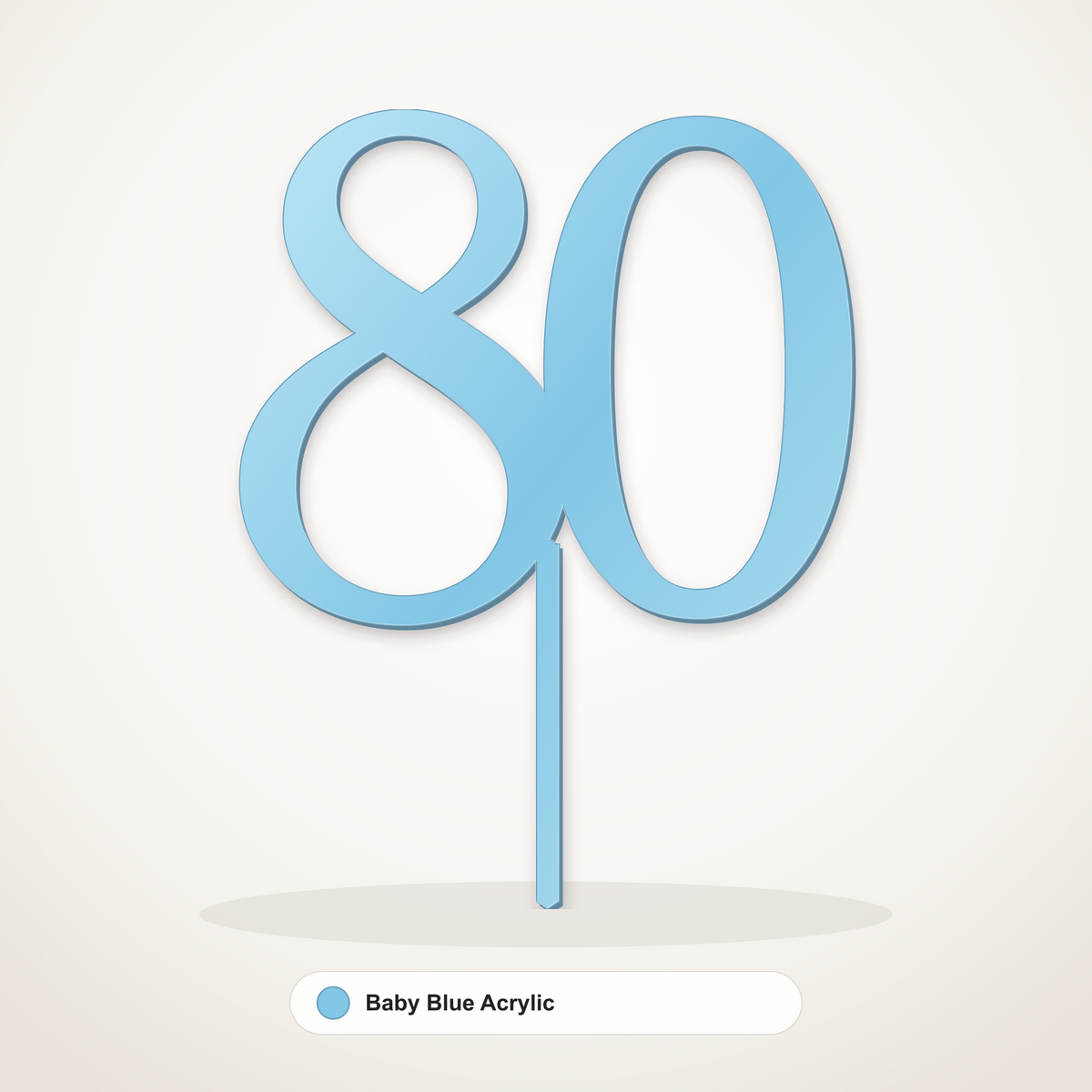 80 cake topper in Baby Blue Acrylic