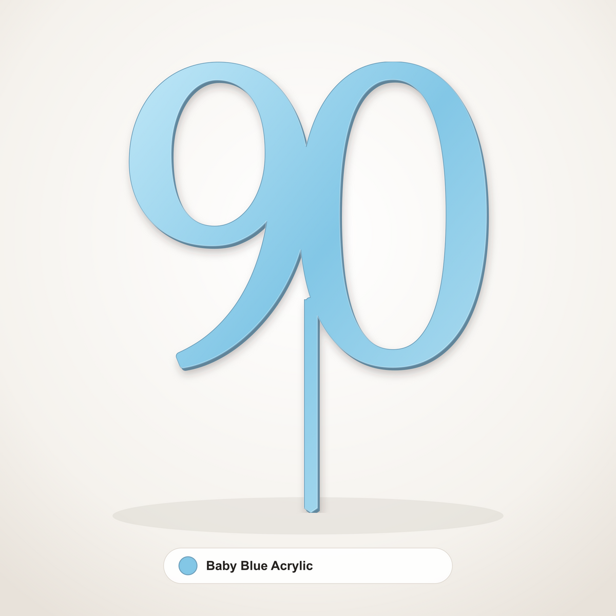 90 cake topper in Baby Blue Acrylic