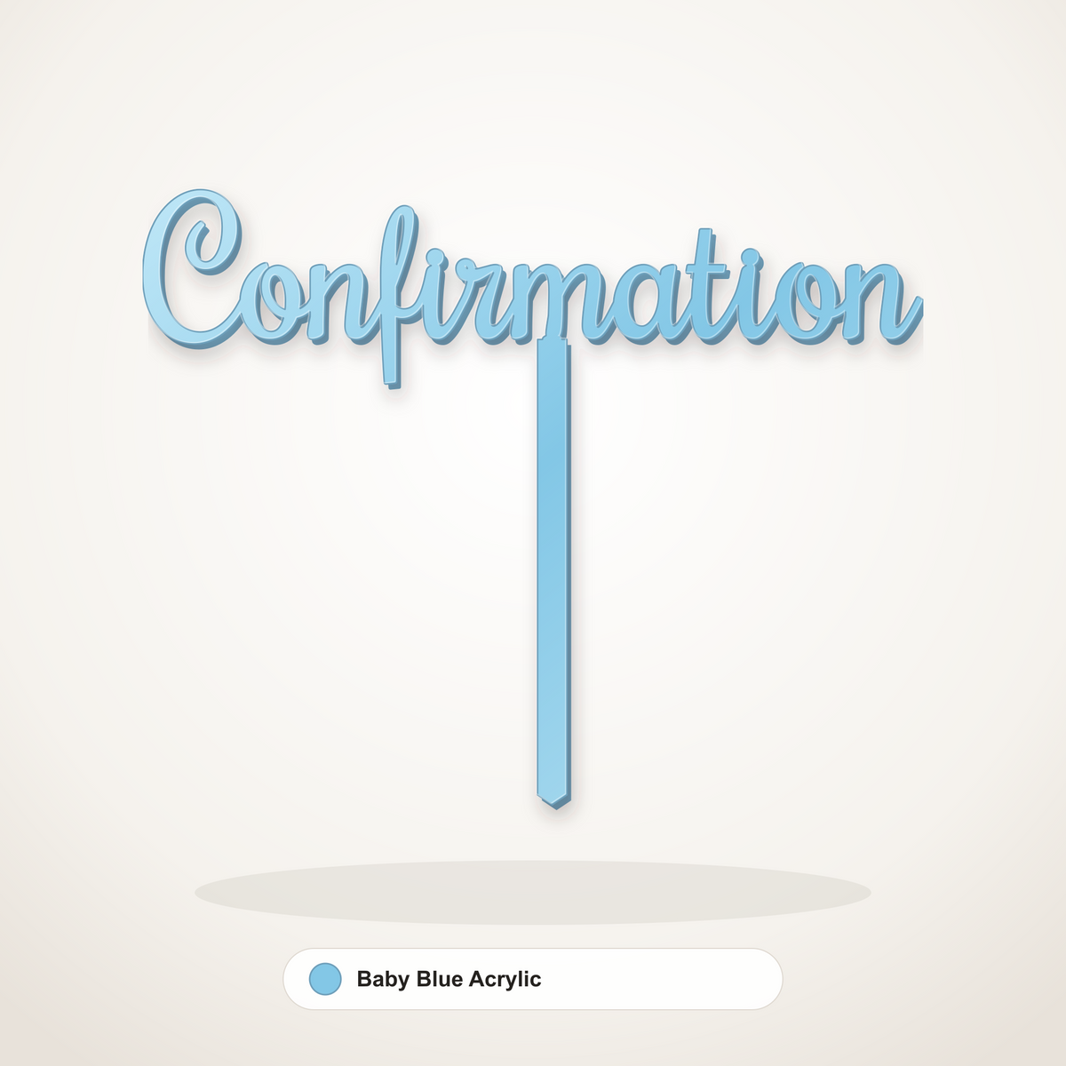Confirmation cake topper in Baby Blue Acrylic