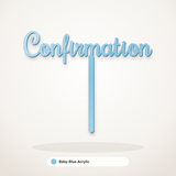 Confirmation cake topper in Baby Blue Acrylic