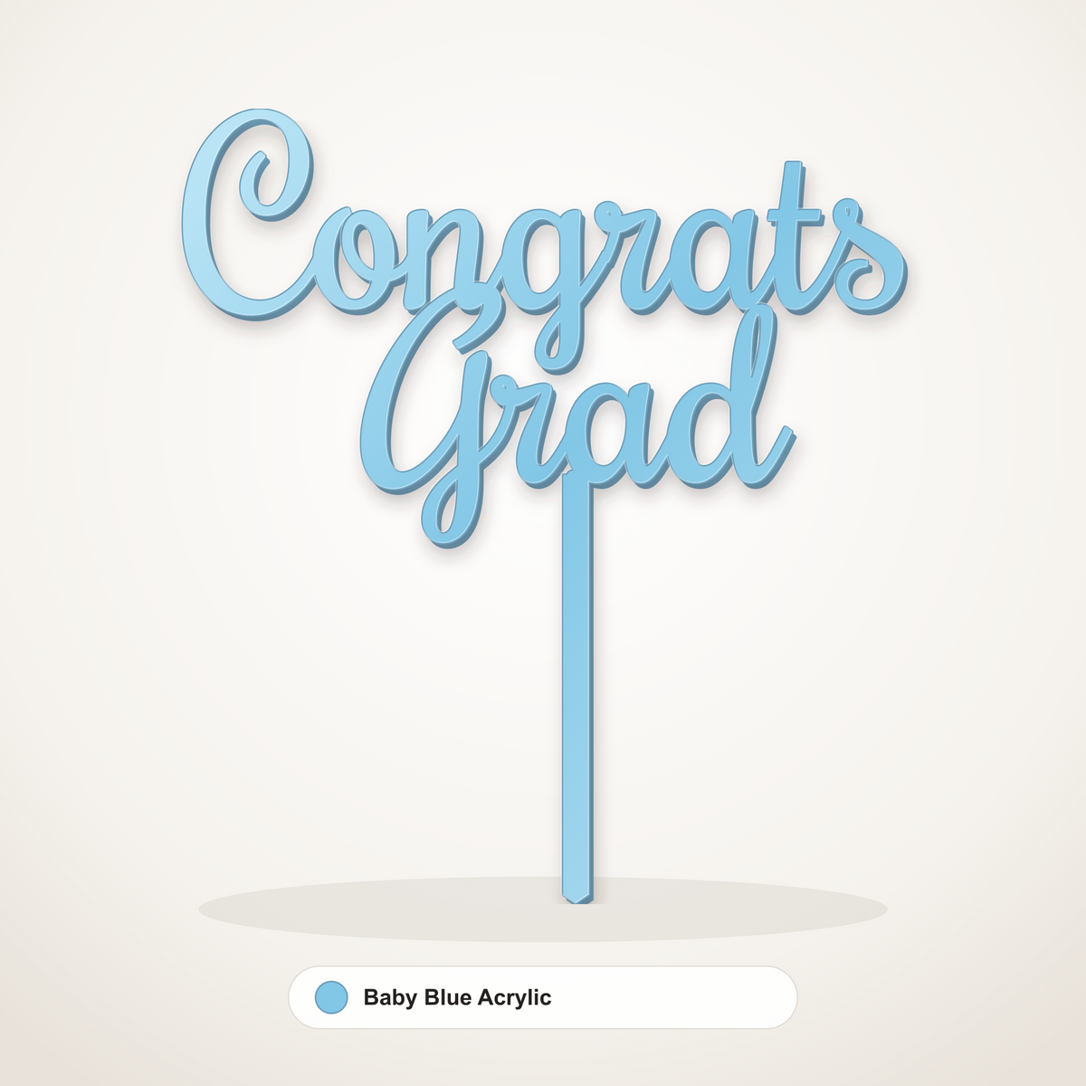 Congrats Grad cake topper in Baby Blue Acrylic