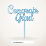 Congrats Grad cake topper in Baby Blue Acrylic