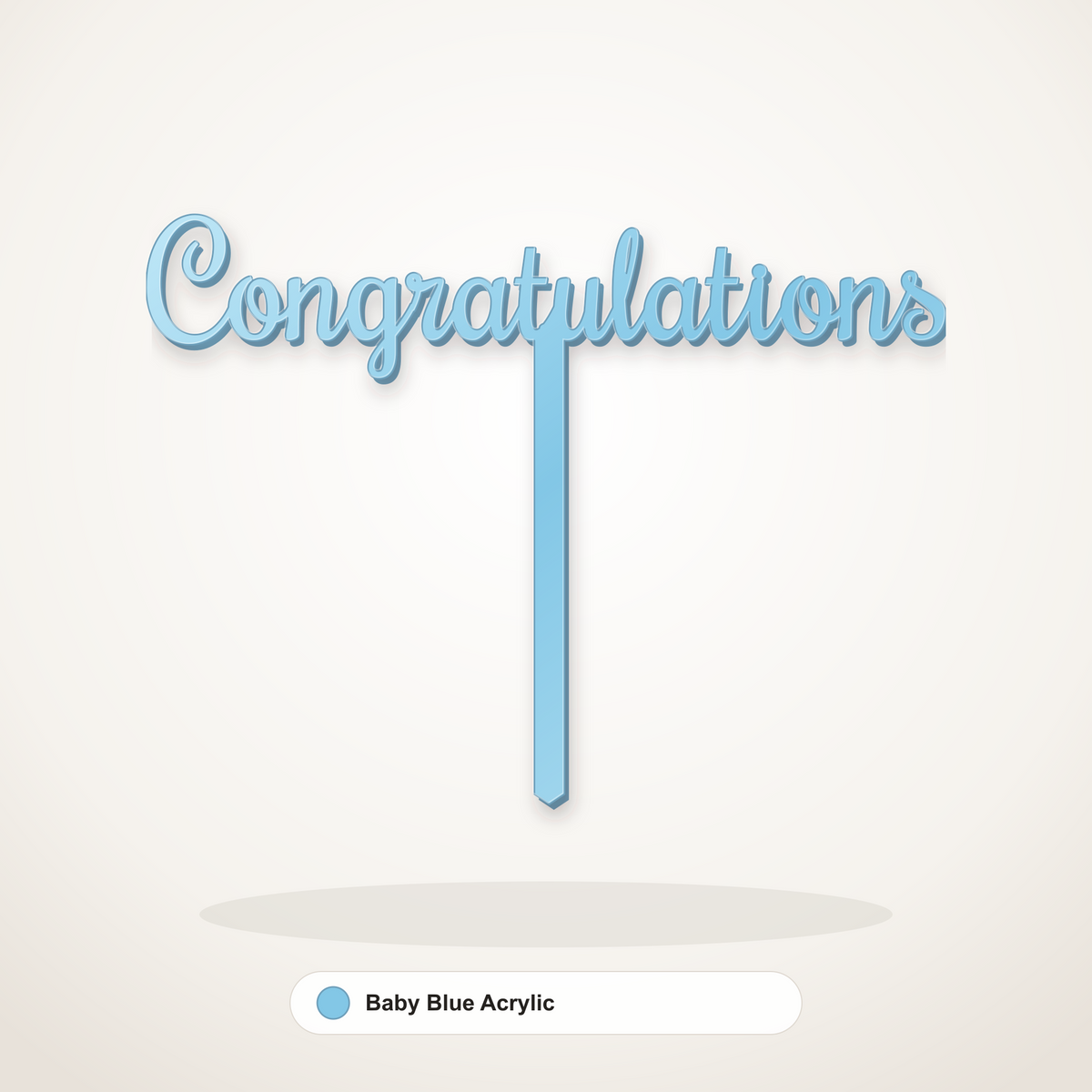 Congratulations cake topper in Baby Blue Acrylic