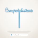 Congratulations cake topper in Baby Blue Acrylic