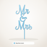 Mr & Mrs cake topper in Baby Blue Acrylic