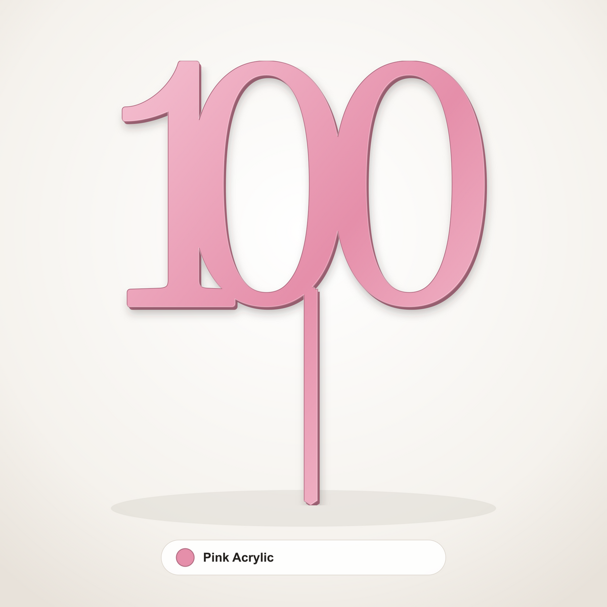 100 cake topper in Pink Acrylic