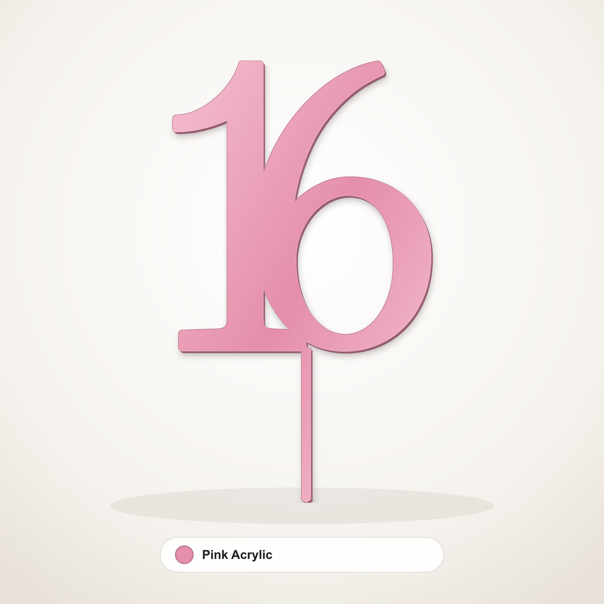16 cake topper in Pink Acrylic