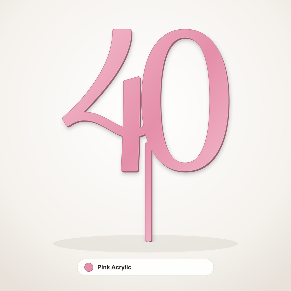 40 cake topper in Pink Acrylic