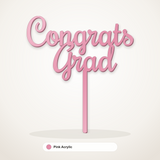 Congrats Grad cake topper in Pink Acrylic
