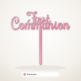First Communion cake topper in Pink Acrylic
