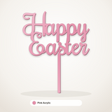 Happy Easter cake topper in Pink Acrylic
