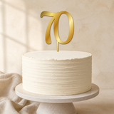 70 Gold Mirror Acrylic cake topper displayed on a cake