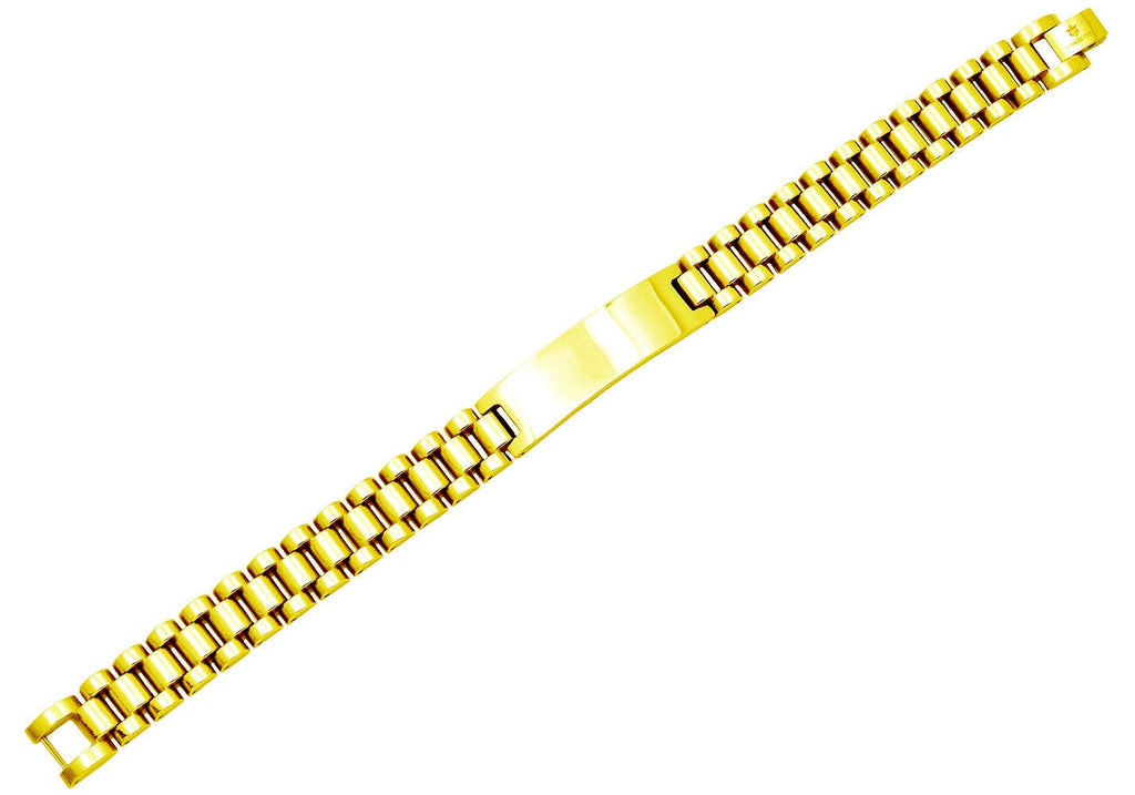 Men's Gold Stainless Steel ID Link Bracelet