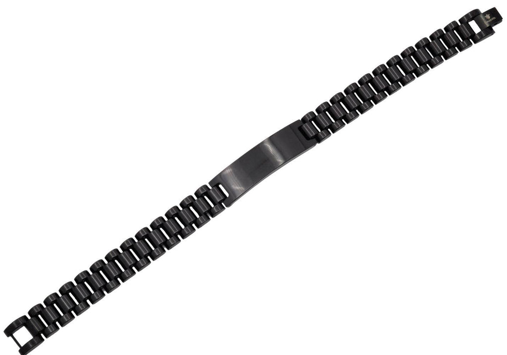 Men' Black Stainless Steel ID Link Bracelet