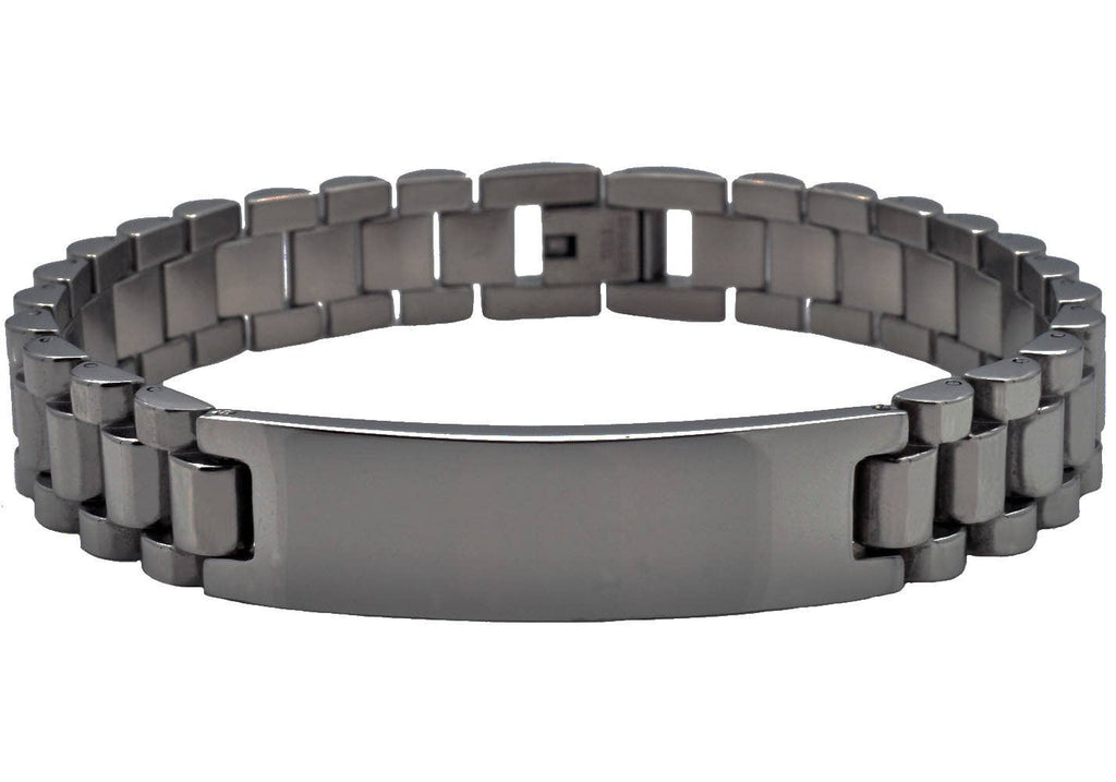 Men' Black Stainless Steel ID Link Bracelet